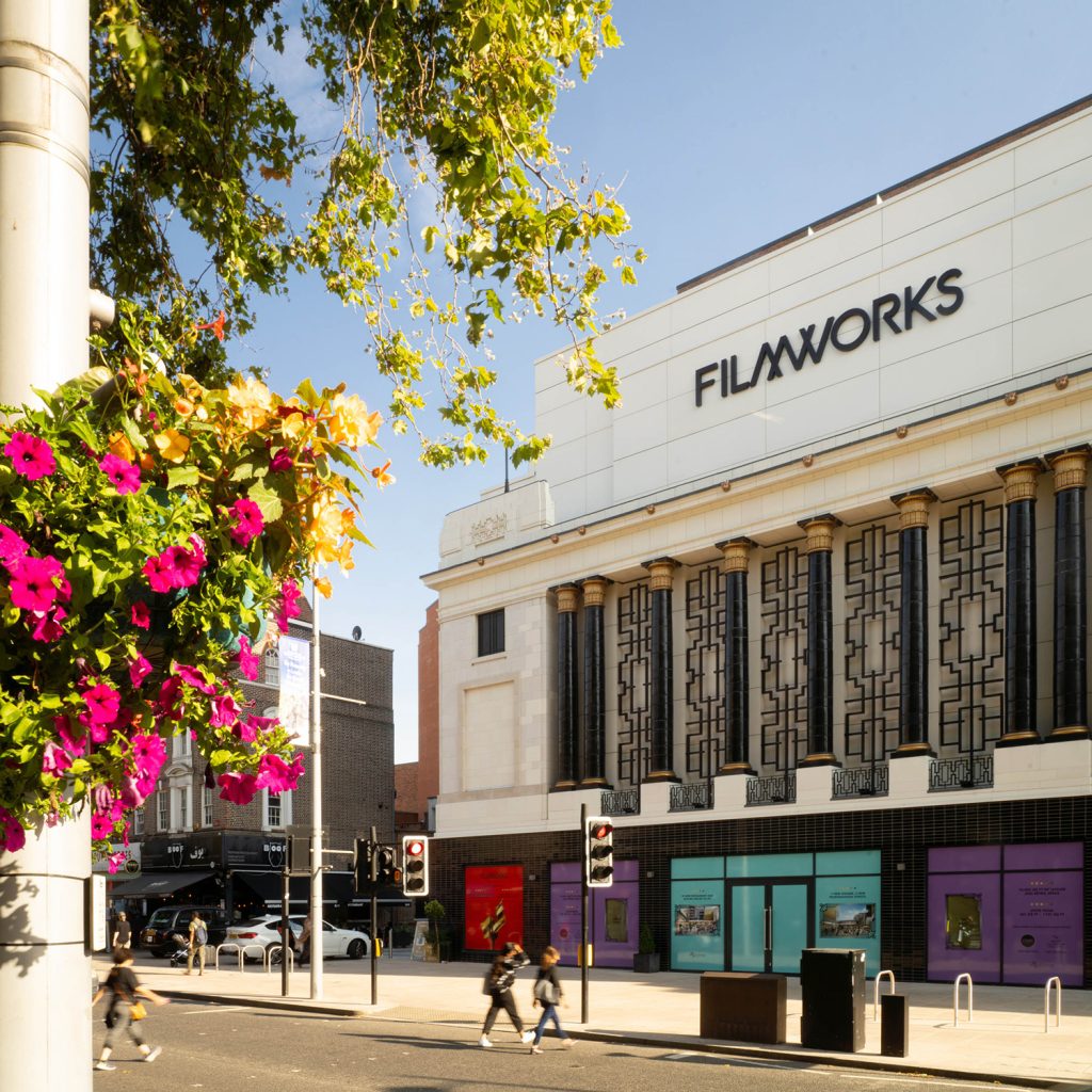 A building with a sign that says filmworks.
