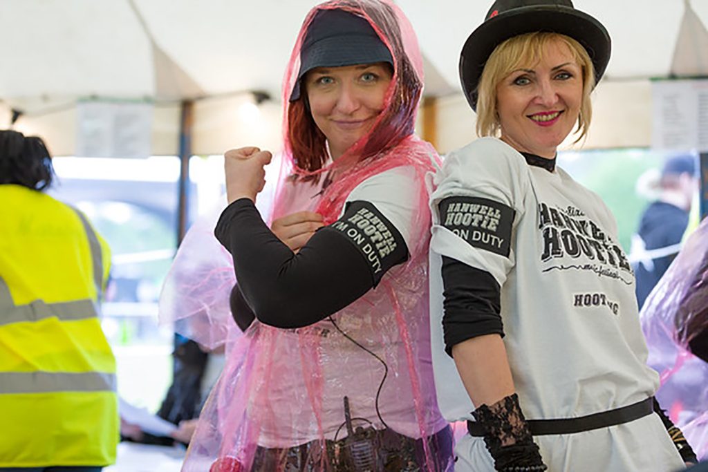 Two women posing for a picture.